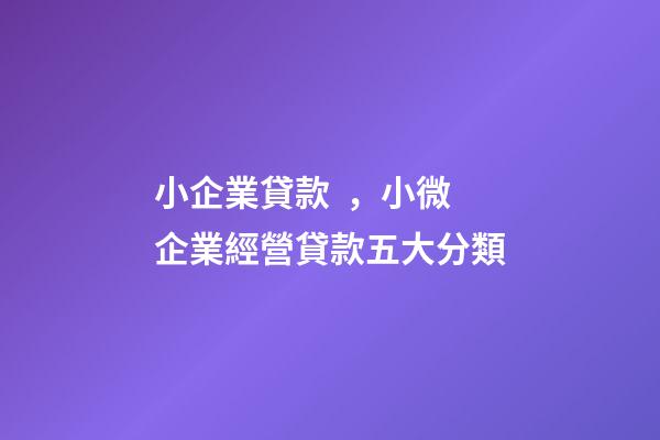 小企業貸款，小微企業經營貸款五大分類-第1張-觀點-玄機派